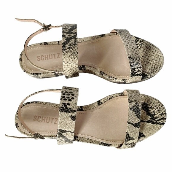 NEW Schutz Sally Leather Embossed Snake Print Flatform Platform Sandals Size 7 - Picture 7 of 12